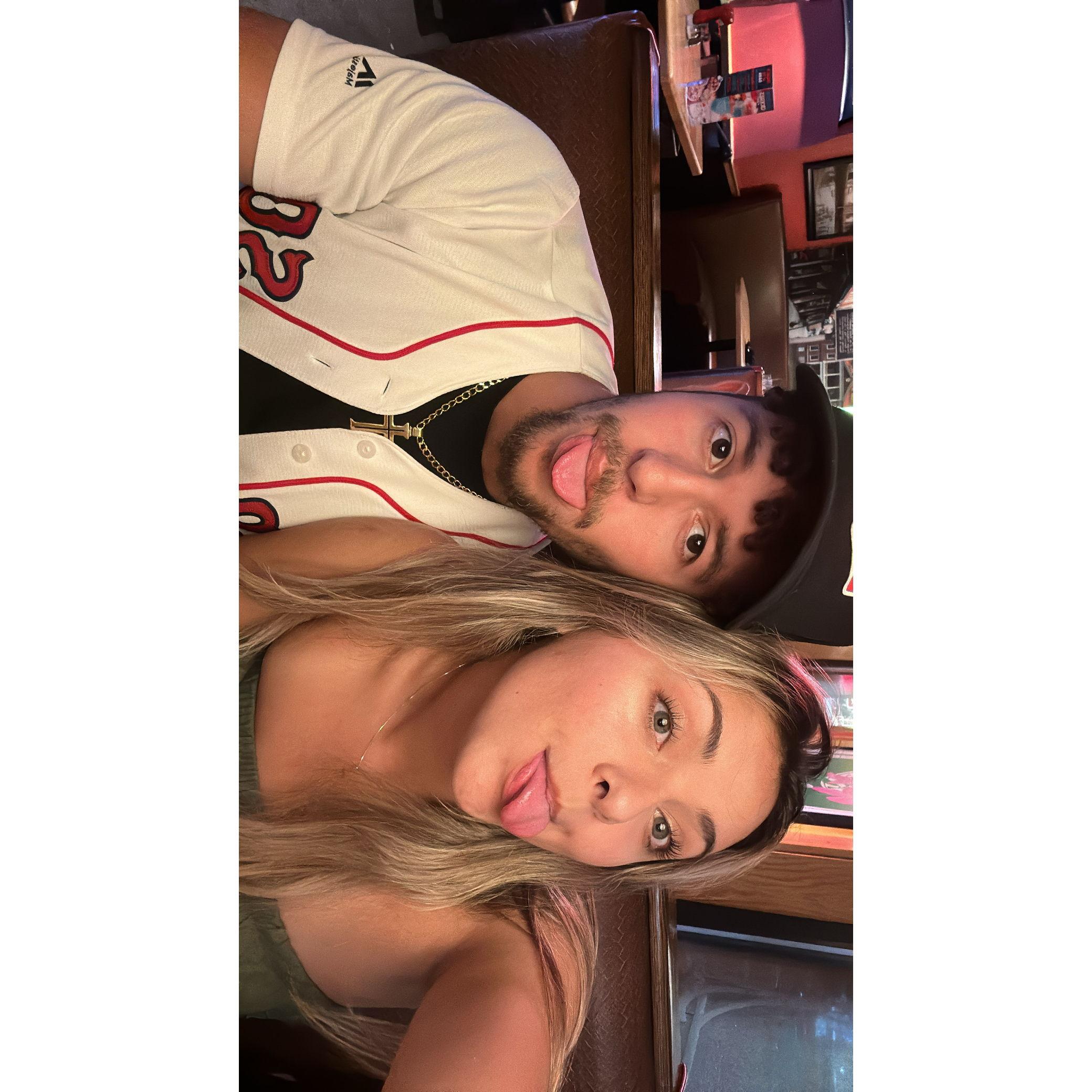 At Apple Bee's eating lava cake