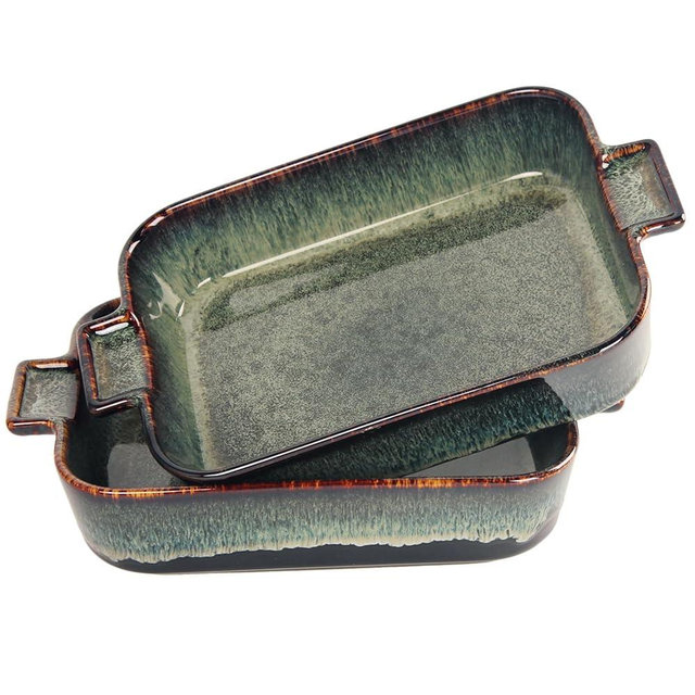 LIUYWYHCF Porcelain Casserole Baking Dish - 23.7 Ounces Baking Dish for Oven, Ceramic Lasagna Pans, Oven Safe Durable Bakeware for Kitchen Home Decor, Banquet and Dinner (Rectangular 2 pieces, 8.3 x 6.1 Inch)