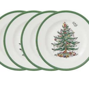 Spode Set of 4 Christmas Tree Plates | 8 Inch Salad Plates