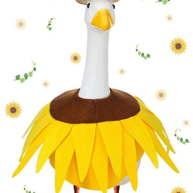 Outus Sunflower Goose Outfit Spring Sunflower Porch Goose Costume Set for Cement 23" H Statue Outdoor Garden Yard Patio Lawn