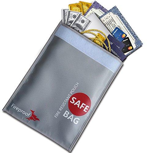 COLCASE Fireproof Document Bag 15 x 11 Inches Non-Itchy Silicone Coated Fire Resistant Bag Fireproof Safe Storage for Money, Documents, Jewelry and Passport