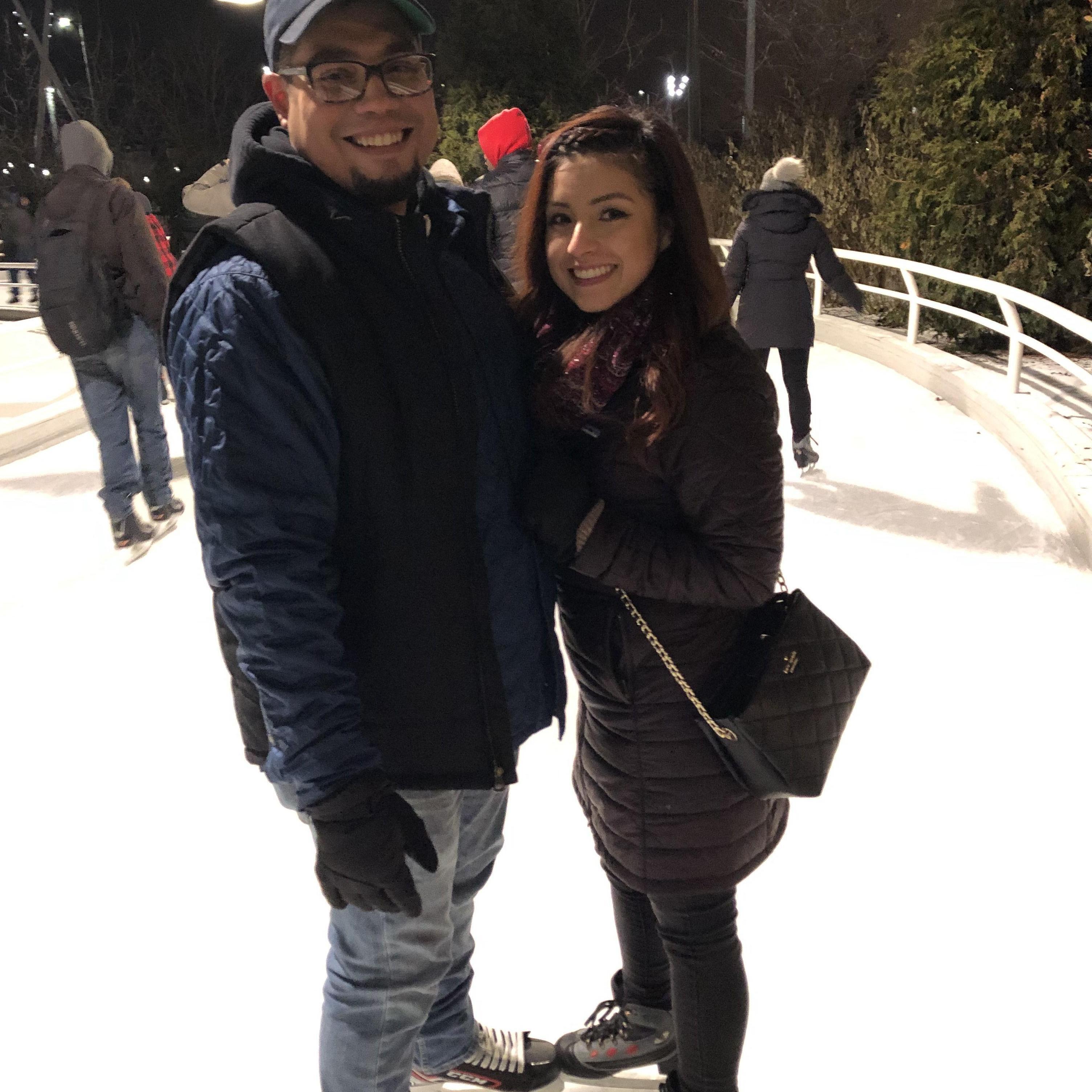 Ice skating in downtown Chicago