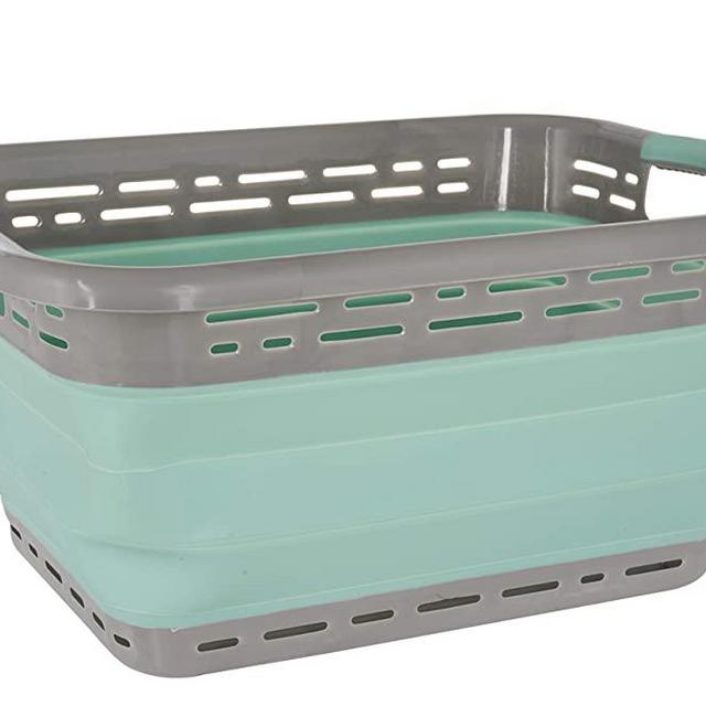 Black & Decker Collapsible Laundry Basket, X-Large 25" High, Aqua/LT Grey