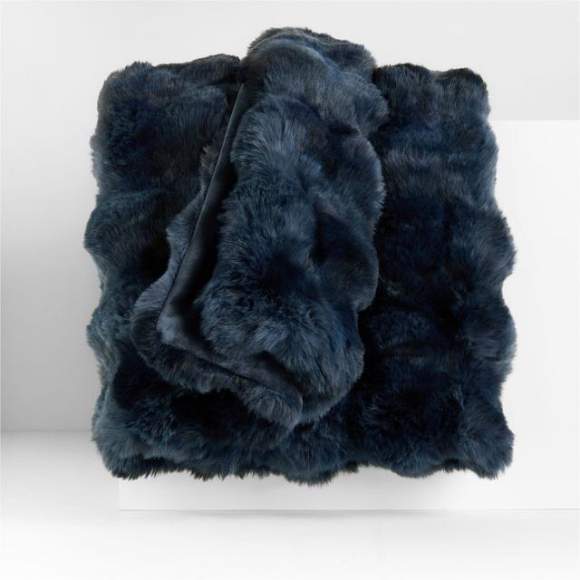 Textured Faux Fur 70"x55" Deep Indigo Throw Blanket