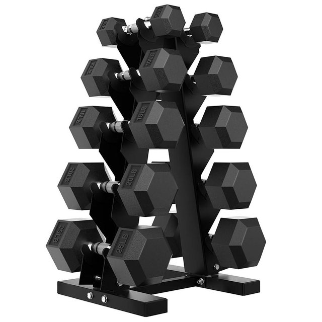Handbode Hex Dumbbell Sets with Rack, 75-210 lb Rubber Encased Exercise & Fitness Dumbbells Set with Rack Option, Hand Weight for Strength Training, Weight Dumbbells Rack Set for Home Gym