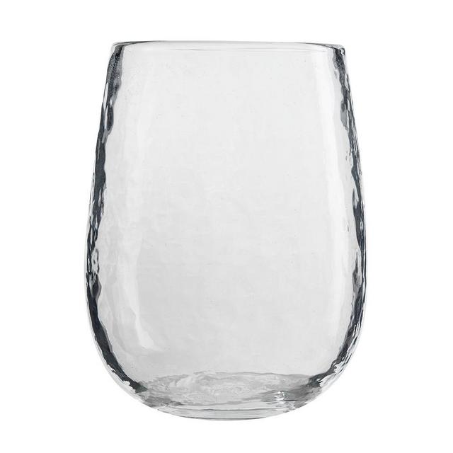 Hammered Glass Stemless Wine Glasses, Set of 4 - Clear