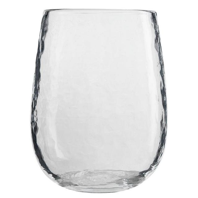 Hammered Glass Stemless Wine Glasses, Set of 4 - Clear