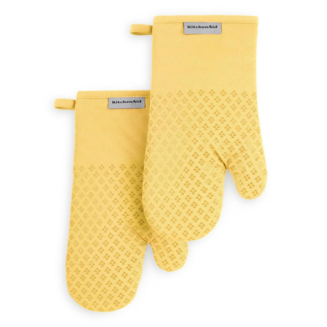 KitchenAid Asteroid Oven Mitt 2-Pack Set, Buttercup Yellow, 7"x12.5"