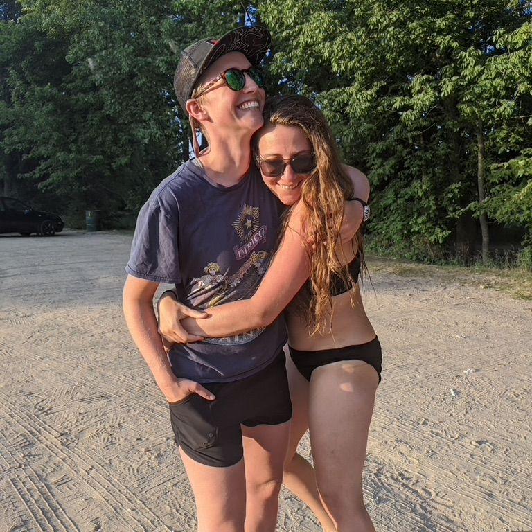 A sweet moment captured after a day of river floating in New Hampshire