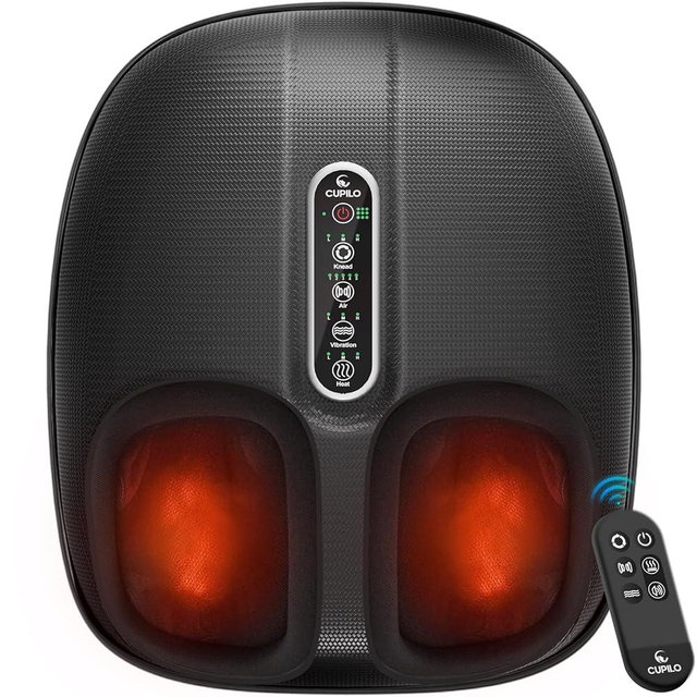 CuPiLo Foot Massager with Heat FSA Eligible HSA, Shiatsu Feet Massager with Remote Control, Multi-Level Compression Deep Knead Foot Massage for Neuropathy & Plantar Fasciitis, Gifts for Women Men