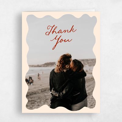 Buttercream, Beige Wedding Thank You - Cerise Photo
