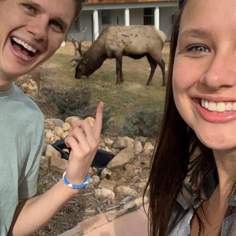 An elk attending Drake's 29th birthday festivities