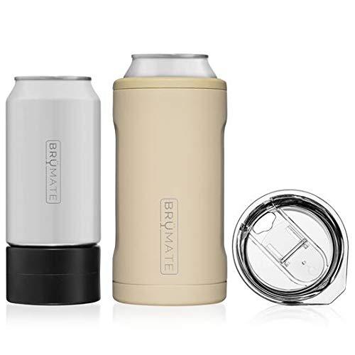 BrüMate HOPSULATOR TRíO 3-in-1 Stainless Steel Insulated Can Cooler, Works With 12 Oz, 16 Oz Cans And As A Pint Glass (Desert Tan)