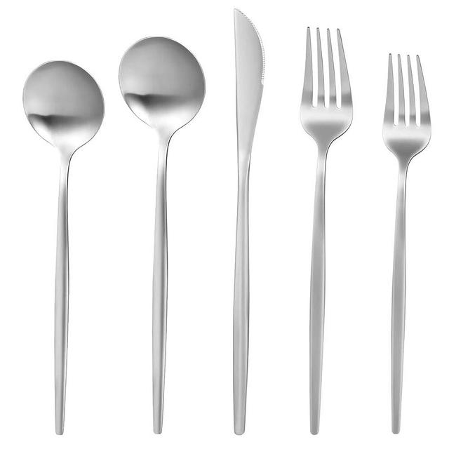 Silverware Set for 12, MIKIWAY 60 Pieces Stainless Steel Flatware Set, Matte Cutlery Tableware Set, Kitchen Utensils Set Include Spoons And Forks Set, Satin Polished, Dishwasher Safe