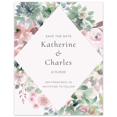 Pink Wedding Digital Save the Date - Cricket Wreath