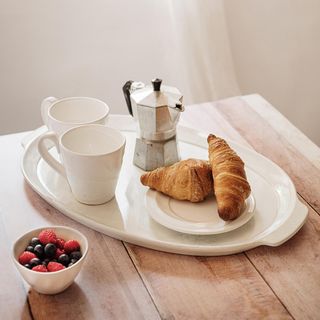 Florentine Wooden Accessories Marble Handled Medium Oval Tray