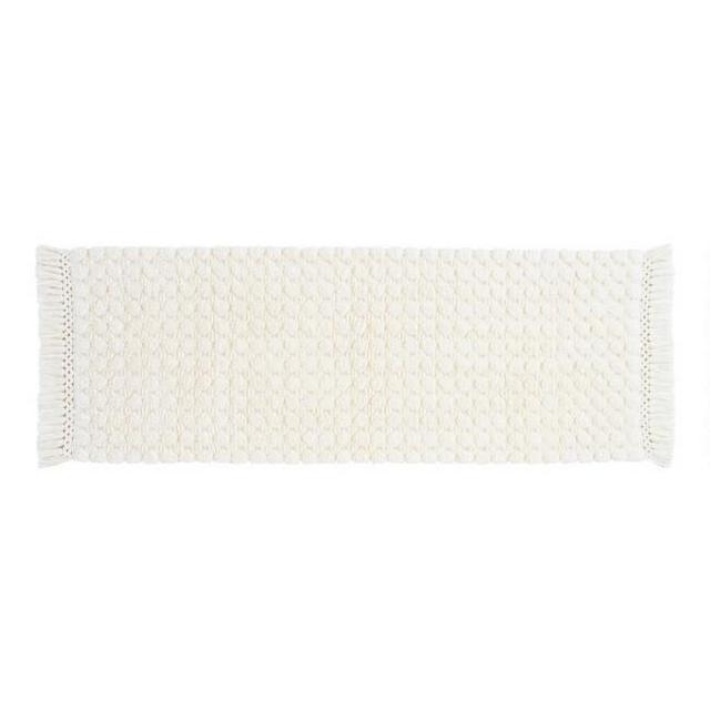Ivory Woven Dot Bath Mat