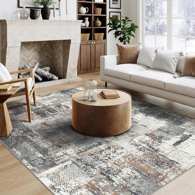 QD-Udreamy 5x7 Area Rugs - Machine Washable Area Rugs 5x7 for Living Room, Soft Washable Rugs 5x7, Non-Slip Washable Area Rug, Stain Resistant Abstract Low Pile Thin Washable Rug 5x7