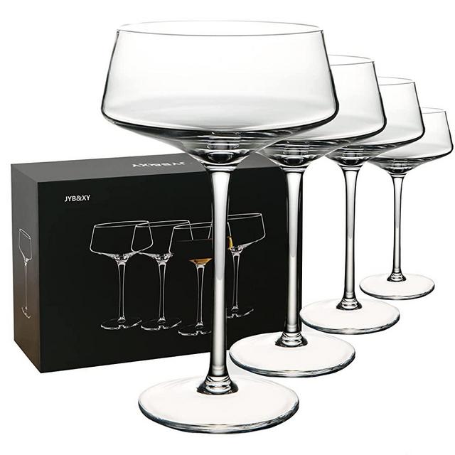 JYB&XY Martini Glasses Set of 4 | 9 oz Coupe Glass Classic Cocktail Glassware Hand Blown Premium Crystal Glass for Champagne, Cocktail，wine，martini Flutes