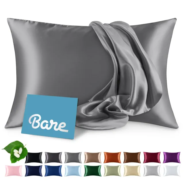1 Pc 100% Mulberry Silk, 19 Momme, Standard - Envelope, Grey Pillowcase - Bare Home
