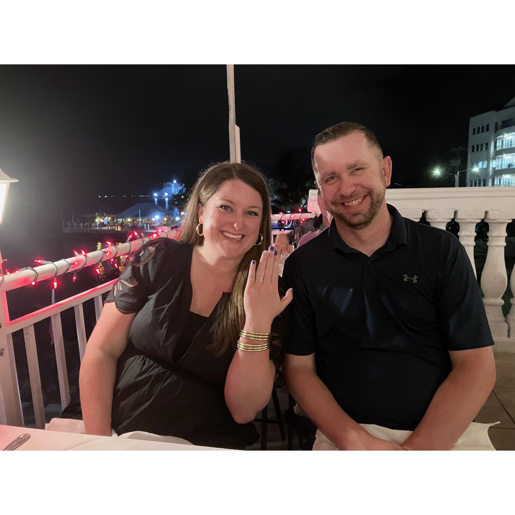 The night we got engaged! Dinner at Casanovas in Grand Cayman