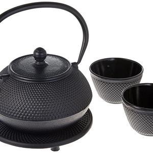 M.V. Trading New Star International T8010 Cast Iron ARR Tea Set with Trivet, 21 oz, Black