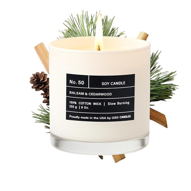 Lulu Candles | Balsam & Cedarwood | Smells Like Fresh Fir | Luxury Scented Soy Jar Candle | Hand Poured in The USA | Highly Scented Long Lasting (9 Oz.)