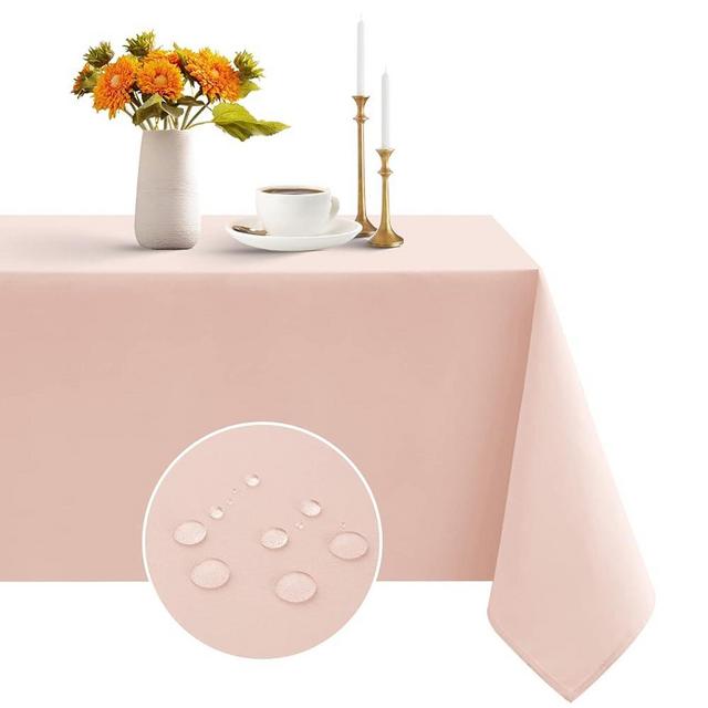 Romanstile Rectangle Tablecloth - Waterproof and Wrinkle Resistant Washable Polyester Table Cloth for Kitchen Dining/Party/Wedding Indoor and Outdoor Use (60 x 84 inch, Pink)