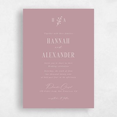 Dusty Rose, Pink Wedding Invitation - Nydia Portrait