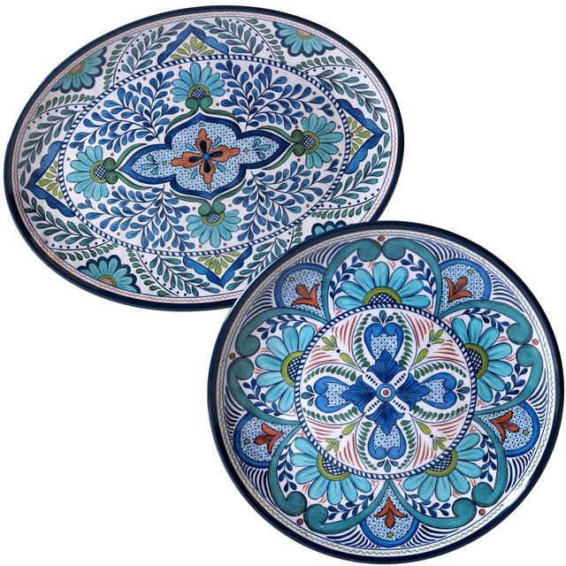 Cerified International Talavera 2- piece Melamine Platter, Set, Multicolored