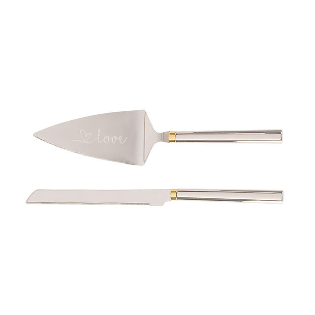 Cathy's Concepts 2-Piece Golden Love Cake Knife and Server Set