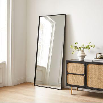 Deep Framed Metal Floor Mirror, Antique Bronze, 30x72in