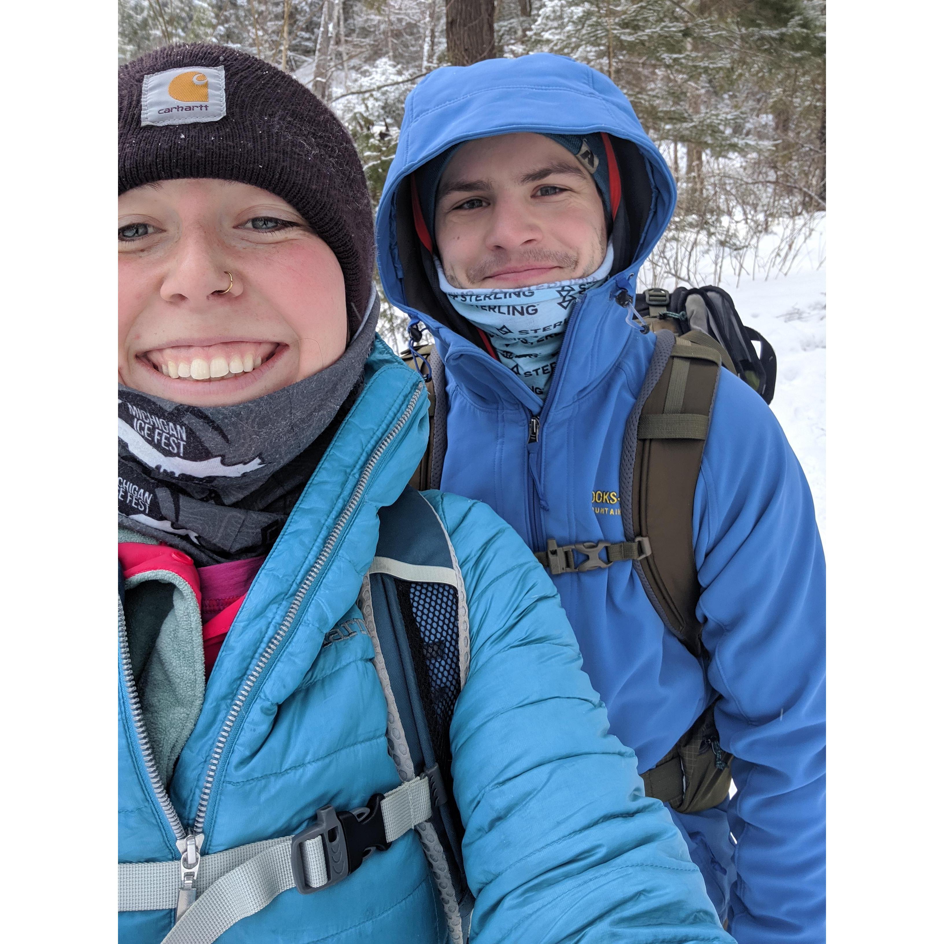 Ice climbing in Michigan. It was -10 degrees!