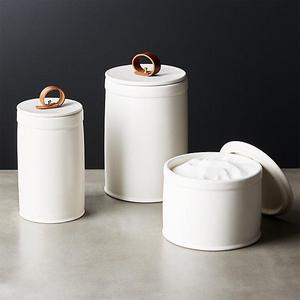Clasp White Ceramic Canisters Set of 3