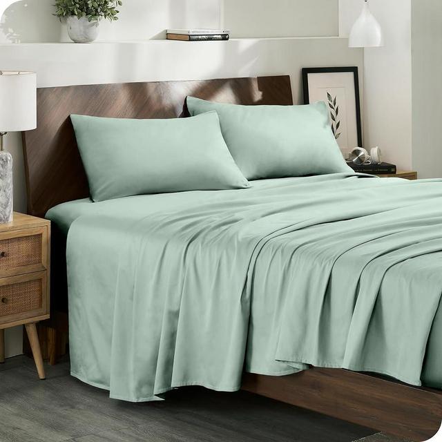 Bare Home 100% Organic Cotton Queen Sheet Set - Smooth Sateen Weave - Warm & Luxurious (Queen, Willow)