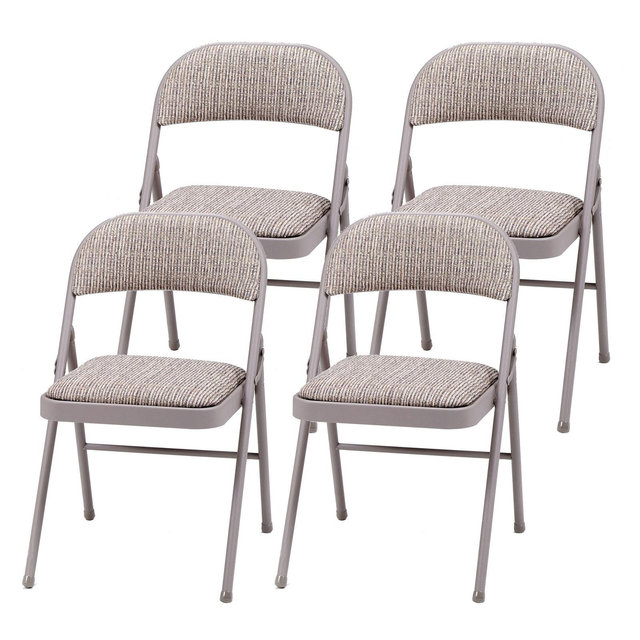 MECO Sudden Comfort Deluxe Metal Fabric Padded Folding Chair Set for Indoor Home Special Occasions or Outdoor Events, Gray