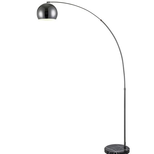 Large 79" H Modern Standing Adjustable Floor Lamp with Metal Dome Shade & Marble Base for Living Room - Corner Light Arc Lamps for Bedrooms Black Chrome