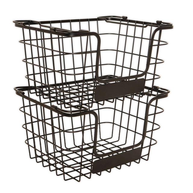 Salt™ Stackable Iron Fruit Basket in Black