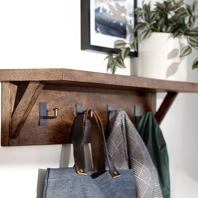 Mateo Entryway Wall Shelf, Salvaged Black