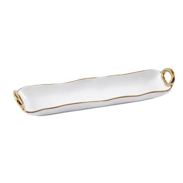 Pampa Bay Titanium-Plated Porcelain Golden Handles Cracker Tray, 14.25 x 3.25 x 2in