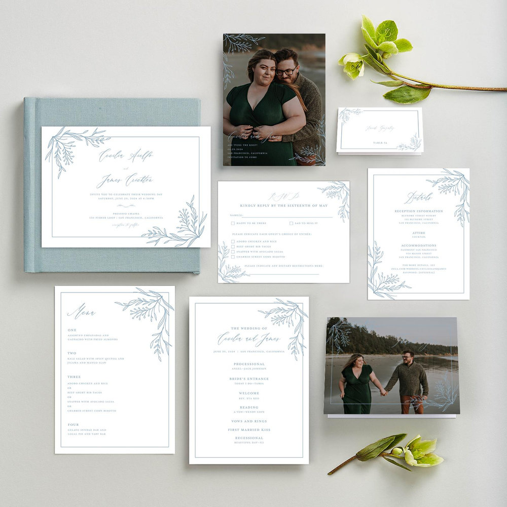 Bellevue | Dusty Blue | Zola Wedding Place Cards