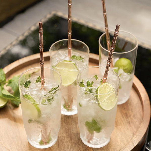 Viski Stainless Steel Cocktail Straws- set of 4