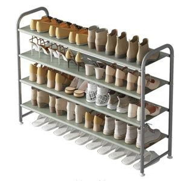 Shoe Rack 4 Tier Long Storage Organizer Wide Metal Shoe Shelf for Closet Entryway Grey