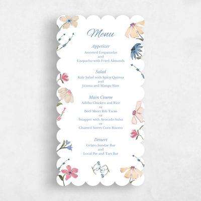 White Scalloped Wedding Menu - Mireille