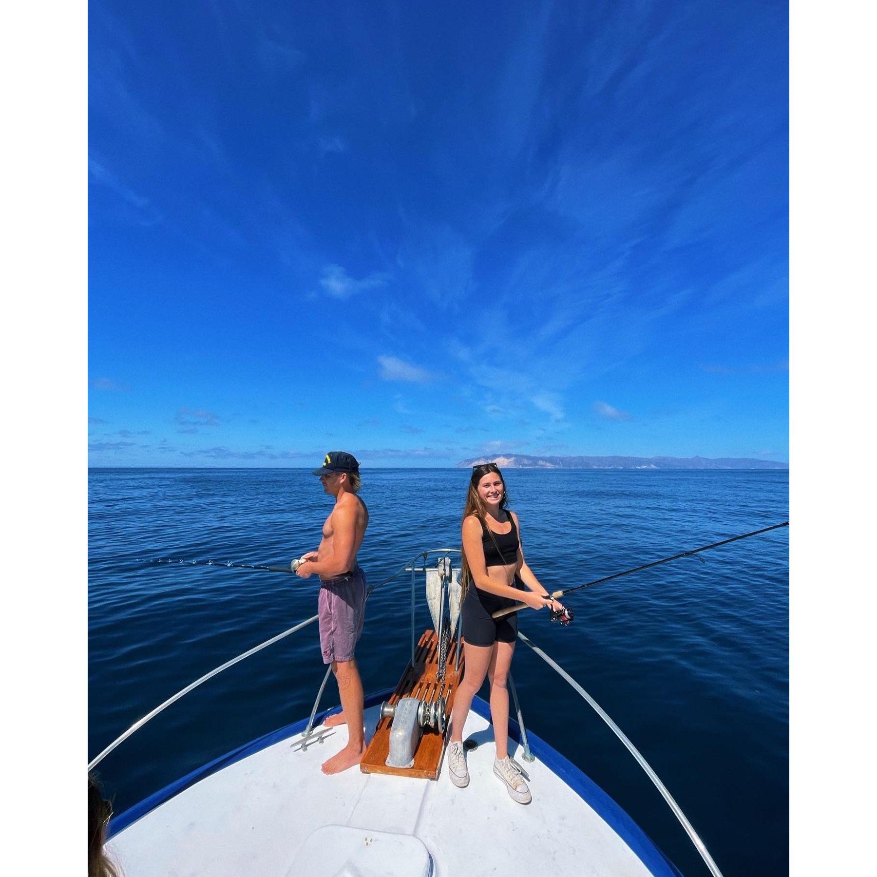 Fishing on the way to Catalina Island.