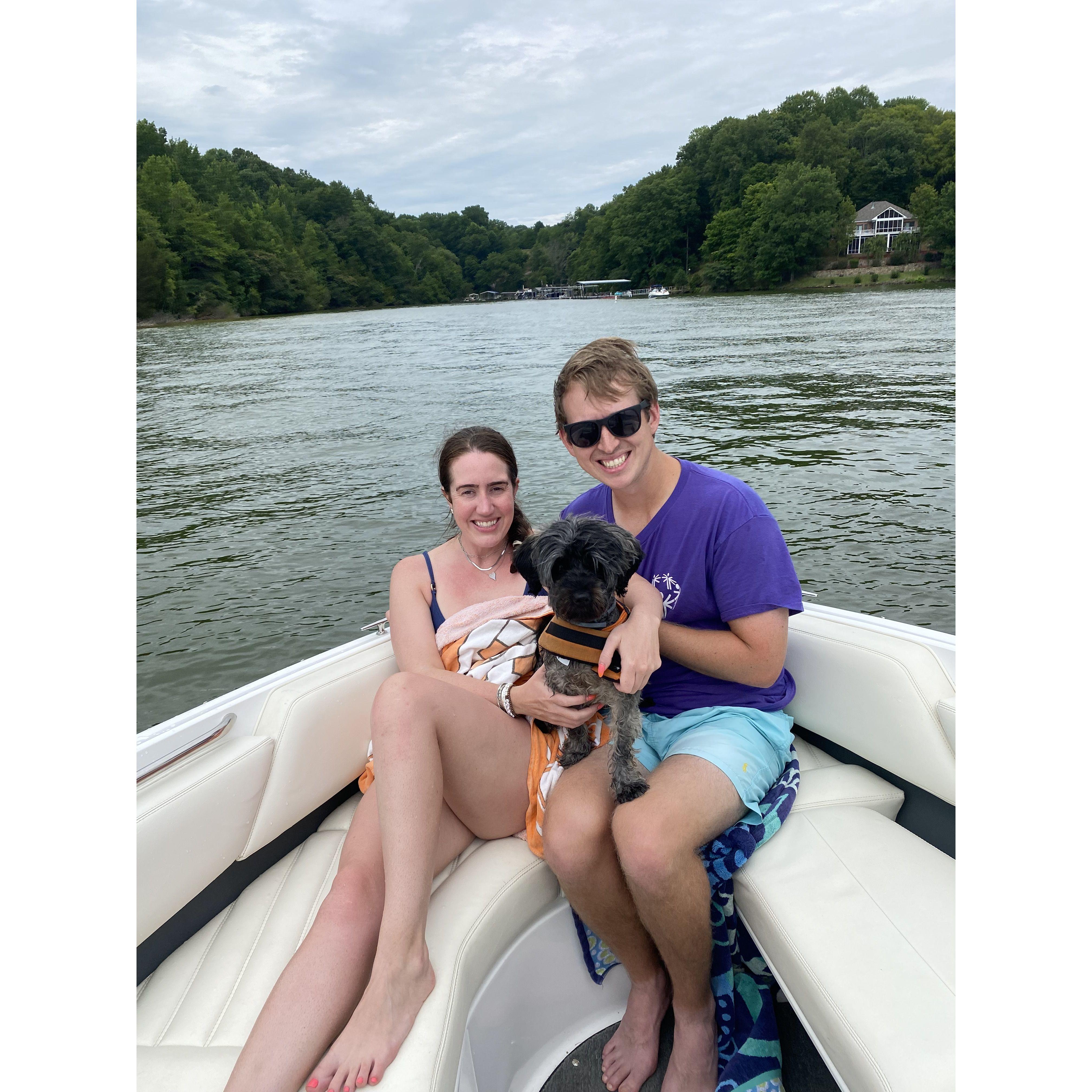 One of our favorite places - the Cassidy's lake house with Bruno!