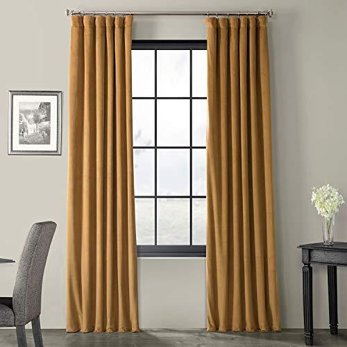 HPD Half Price Drapes VPCH-140805-84 Signature Blackout Velvet Curtain (1 Panel), 50 X 84, Amber Gold