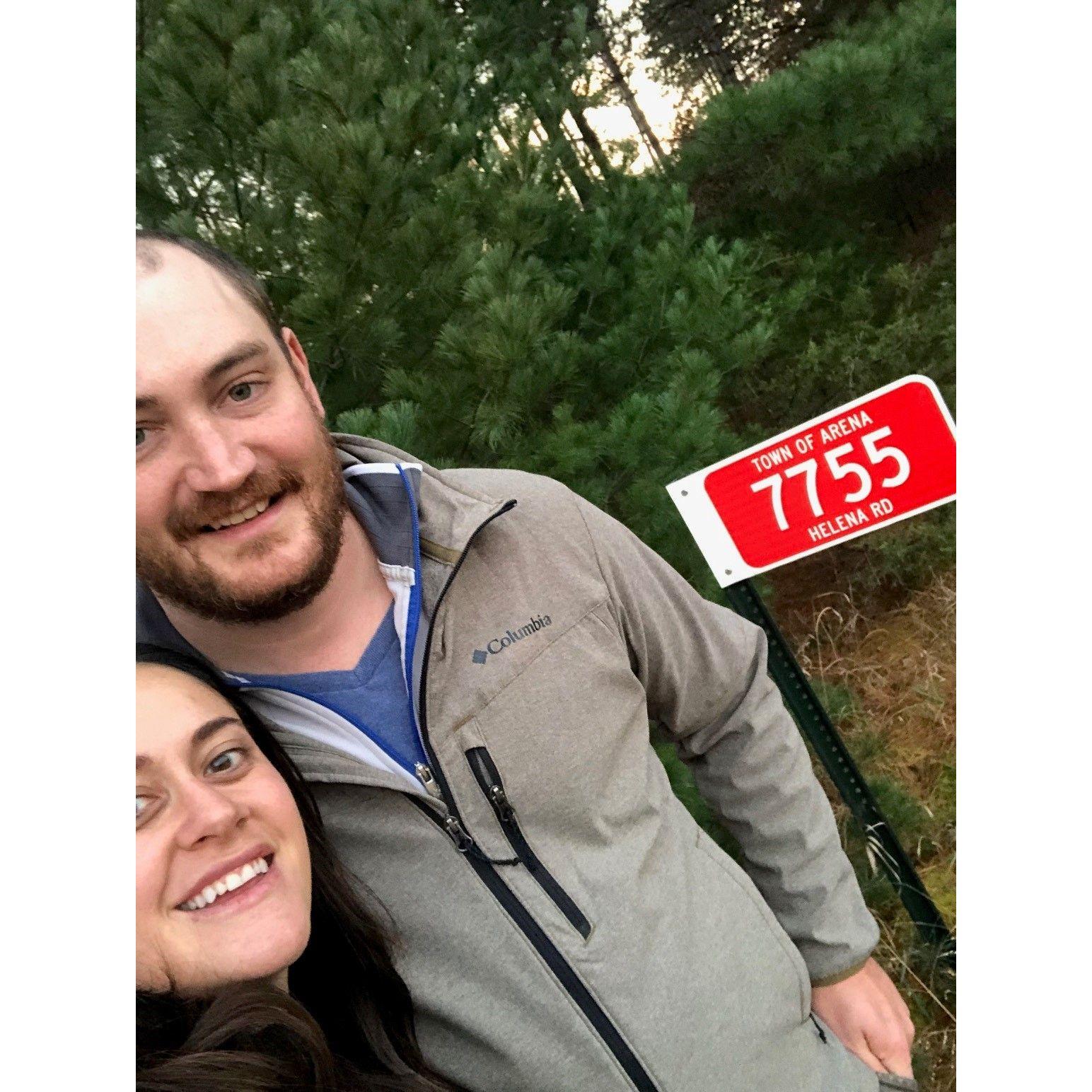 Our first selfie with our new address sign!