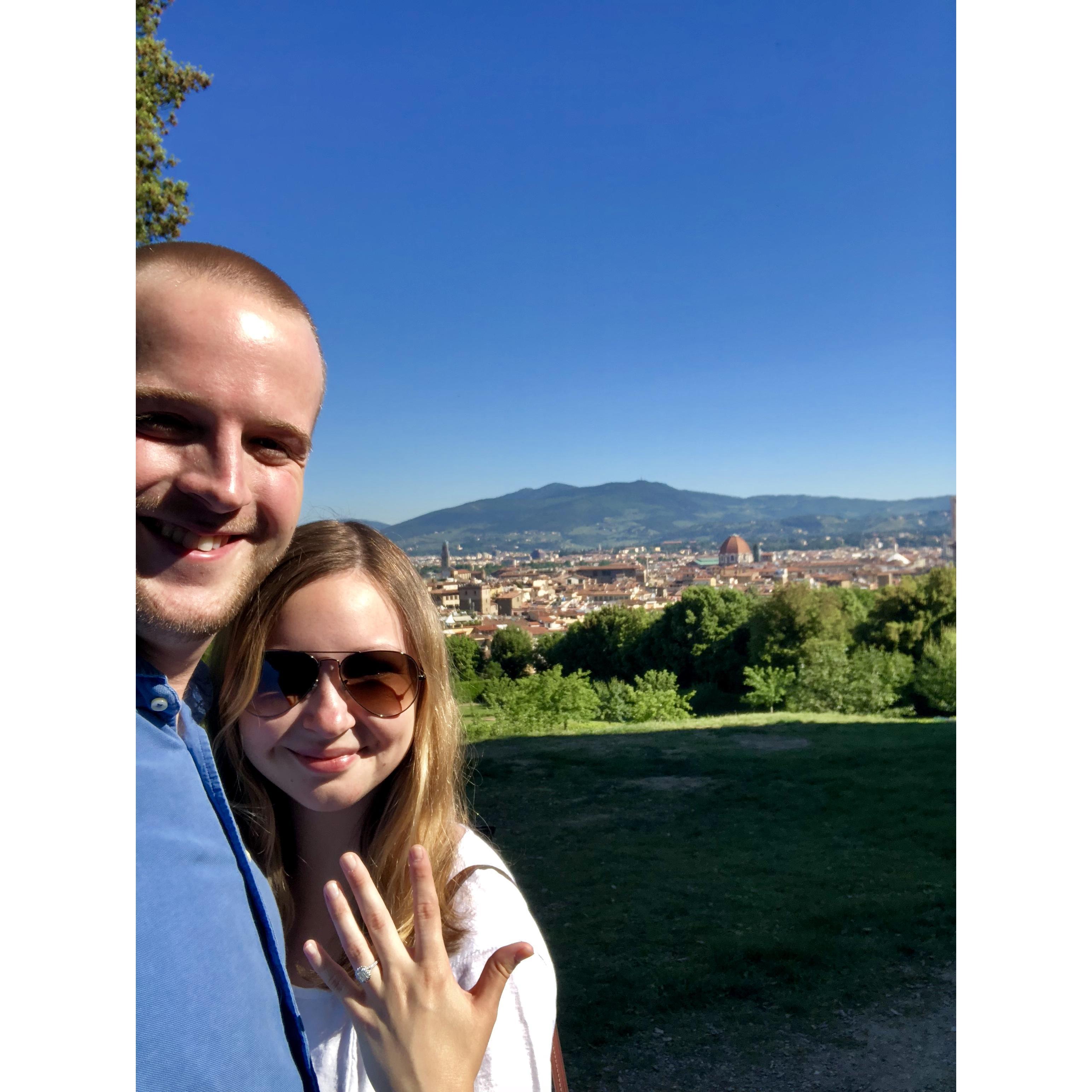 A very special day to celebrate our engagement at the Boboli Gardens overlooking all of Florence!