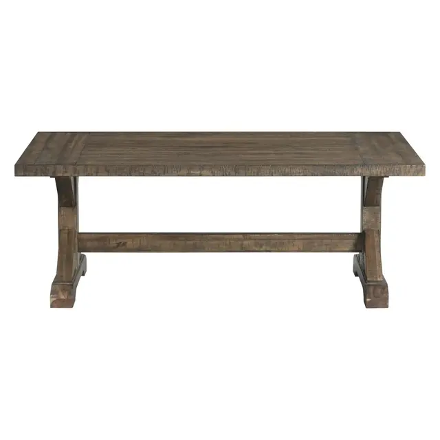 Flynn Trestle Coffee Table Walnut Brown - Picket House Furnishings: Rustic Rectangle Accent Table, Distressed Finish